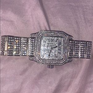 Silver Iced Out Watch